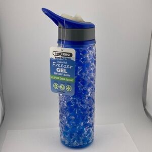 Subzero Double Wall Freezer Gel Titan Water Bottle Blue Flip Up Spout